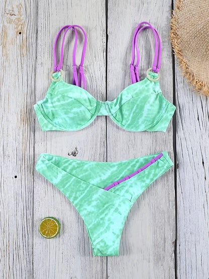 Printed Swimwear  Swimsuits Bandage Bikini Sets Summer Bikinis High Cut Biquinis New Beachwear Low Waist Swimsuit