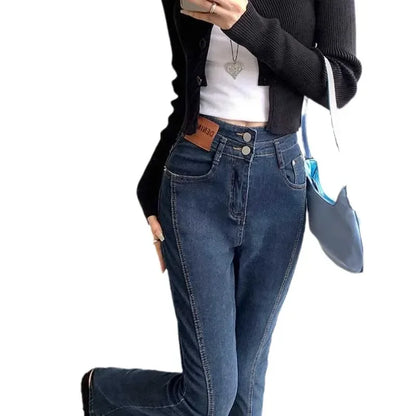 High Waist Bell Bottom Jeans for Women Sexy Lace up Design Split High Street Style plus Size Pear Shaped Body Slimming Trousers