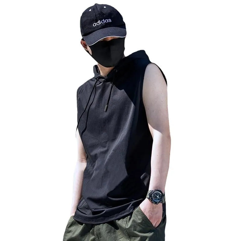 Brand New Solid Color  Men's Tank Tops Vest Sleeveless Tees For Male Hooded Man Vests Tops Hip Hop Men Tank Top T shirt
