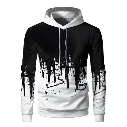 Gradient Print Men's Pullover Hooded Sweatshirt Spring Autumn Daily Fitness Sportswear Fashion Casual Hoodies Loose Clothing