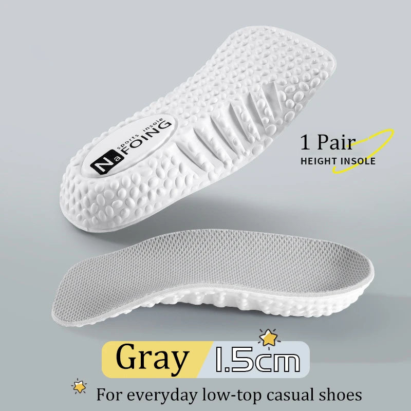 Memory Foam Height Increase Insoles Sneakers Heel Lift Shoe Pads for Men Women Shoes Flat Feet Arch Support Orthopedic Insoles