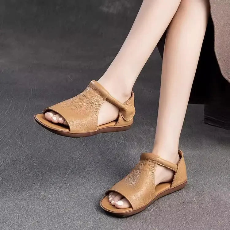 Women's Open-Toe Flat Sandals with Cross Strap & Adjustable Ankle Strap - Summer Casual Lightweight Walking Shoes for Women, Min