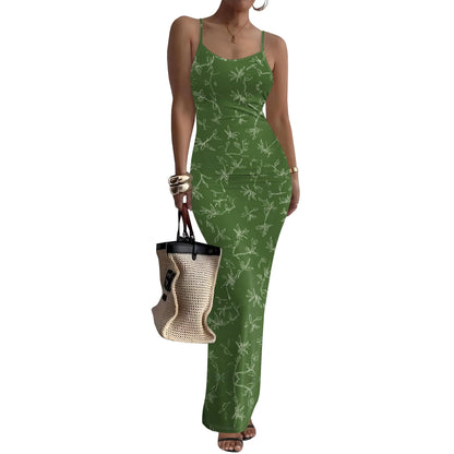 Floral Print Women's Spaghetti Strap Maxi Dress – Lightweight & Breezy, Perfect for Summer Days, Available in Sizes XS-2XL