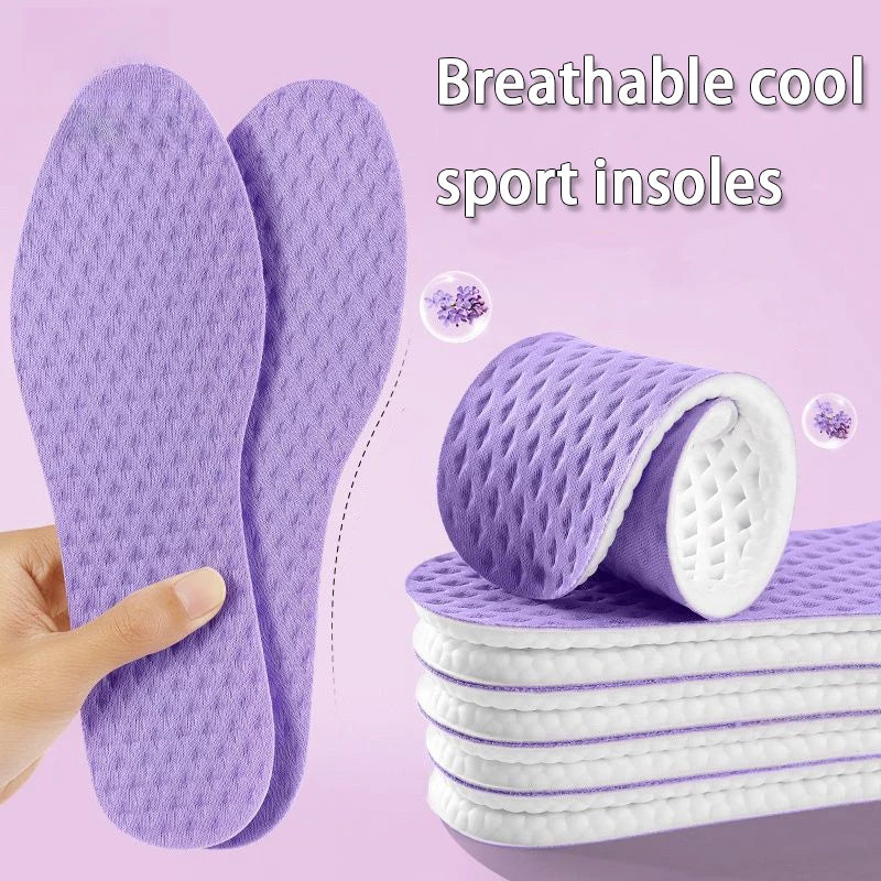 Summer cool insole Running sports shock-absorbing insoles PU soft elastic sole Men and women breathable anti-odor insoles