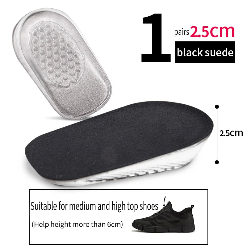 Silicone Gel Invisible Height Increase Insole Heel Lifting Inserts Shoe Foot Care Protector Elastic Cushion Insert for Men Women