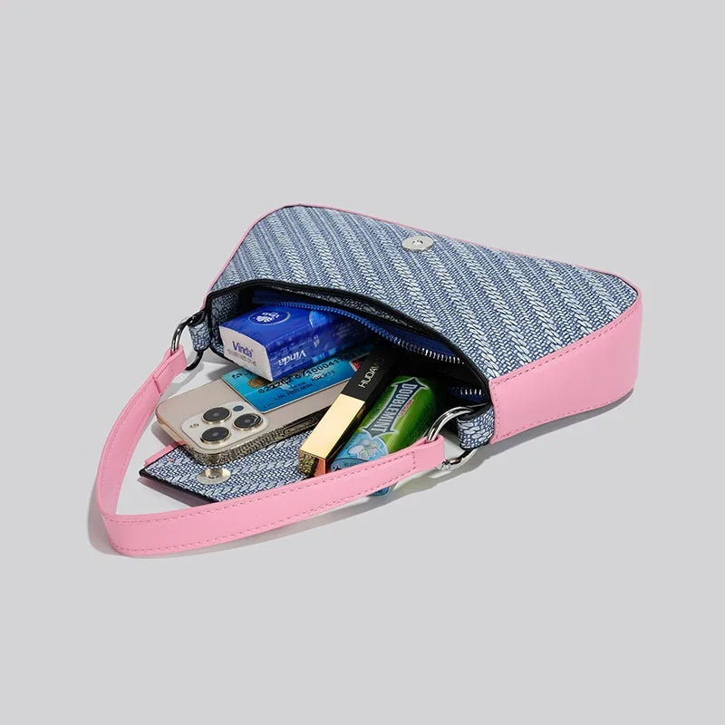 High Quality Women's Underarm Shoulder Bags Summer Fashion Pu Patchwork Party Handbags Elegant Chic Commute Crossbody Bag