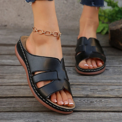 Shoes Sandals Women Summer Retro Sandals For Women Slides Walking Shoes Wedge Sandals Ladies Breathable Slipper Footwear Female