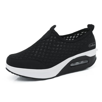 Wedge Hollowed Out Slip-on Mesh Platform Vulcanization Shoes
