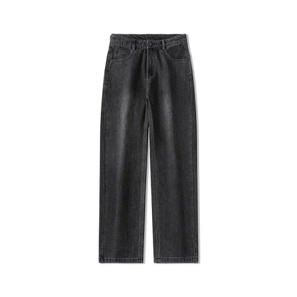 Men's Straight-Leg Jeans, Minimalist for All Seasons, Loose with Drape, Narrow-Wide Leg, Retro Casual Long Pants, Sizes 28-38