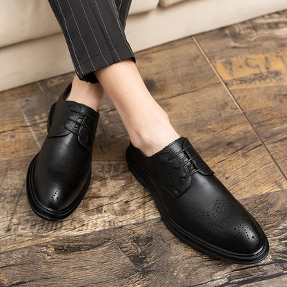 Fashion Men Oxfords High Quality Split Leather Men's Dress Shoes Luxury Brand Driving Shoes Brogue Lace Up Men's Casual Shoes