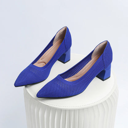 High Heel Women's 2025 Spring and Autumn New Soft Knitted Breathable and Comfortable Shoes