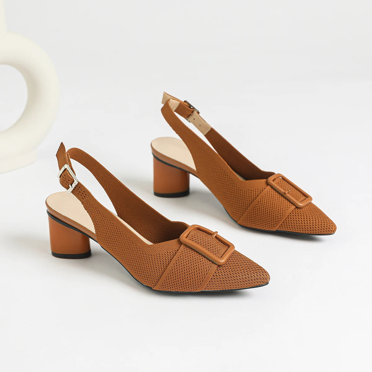 Women's High Heel Sandals Large 42/43 Pointed Knitted Breathable Non slip Rubber Sole 2025 New (5cm High)