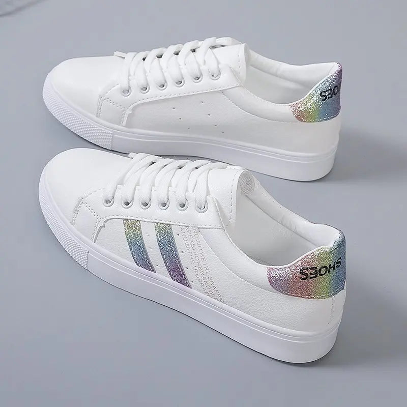 Women Casual Walking Shoes New Flat Woman White Sneakers Breathable Lace-Up Female Sneakers Fashion Student Vulcanized Shoes