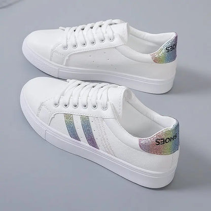 Women Casual Walking Shoes New Flat Woman White Sneakers Breathable Lace-Up Female Sneakers Fashion Student Vulcanized Shoes