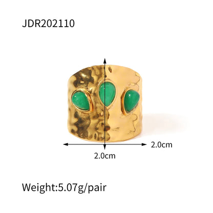 Youthway New Design Natural Stone Stainless Steel Ring Women Waterproof Stylish Golden Jewelry 2022 NEW Set