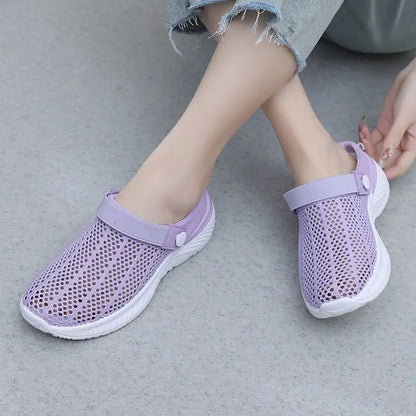 On Beach Sandals Hollow Breathable Slides Low Heel Soft Woman Slippers Clappers Slip-resistant Shoes for Women Original H Sandal