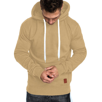 Men's autumn and winter solid color outdoor sports casual hoodie top
