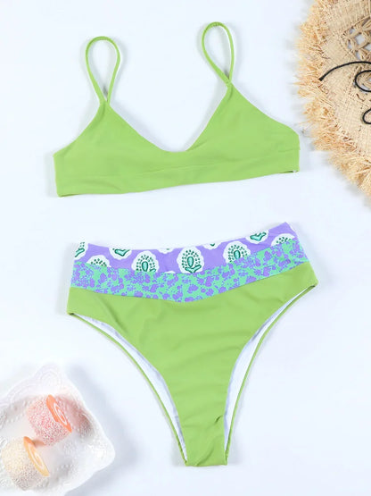 Miyouj Bandage Swimsuit Sexy Swimwear High Waist Bikinis Women Patchwork Bathing Suits Summer Beachwear New Brazilian Biquini