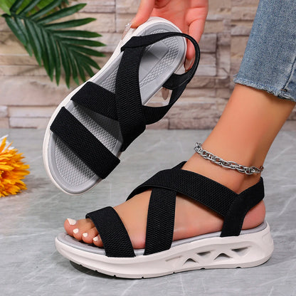 Summer New 2025 Wedge Women's Sandals Platform Outdoor Beach Shoes for Women Elastic Band Design Women Sandals Size 36-43