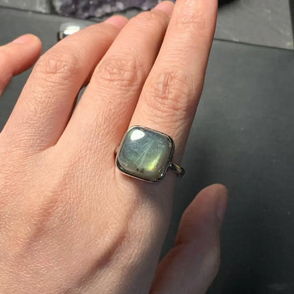 Square Natural Moonstone Ring Adjustable Female  Ring Jewelry for Women Gift Wholesale High Quality Vintage Fine