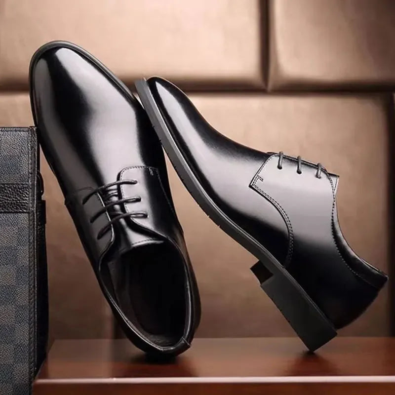 Men's Breathable Leather Shoes Black Soft Leather Soft Bottom Spring And Autumn Best Man Men's Business Formal Wear Casual Shoe