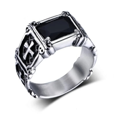 New Fashion Creative Trend Delicate Compact Red Gemstone Cross Pattern Ring Retro Men's Street Party Niche Ring Gift Jewellery