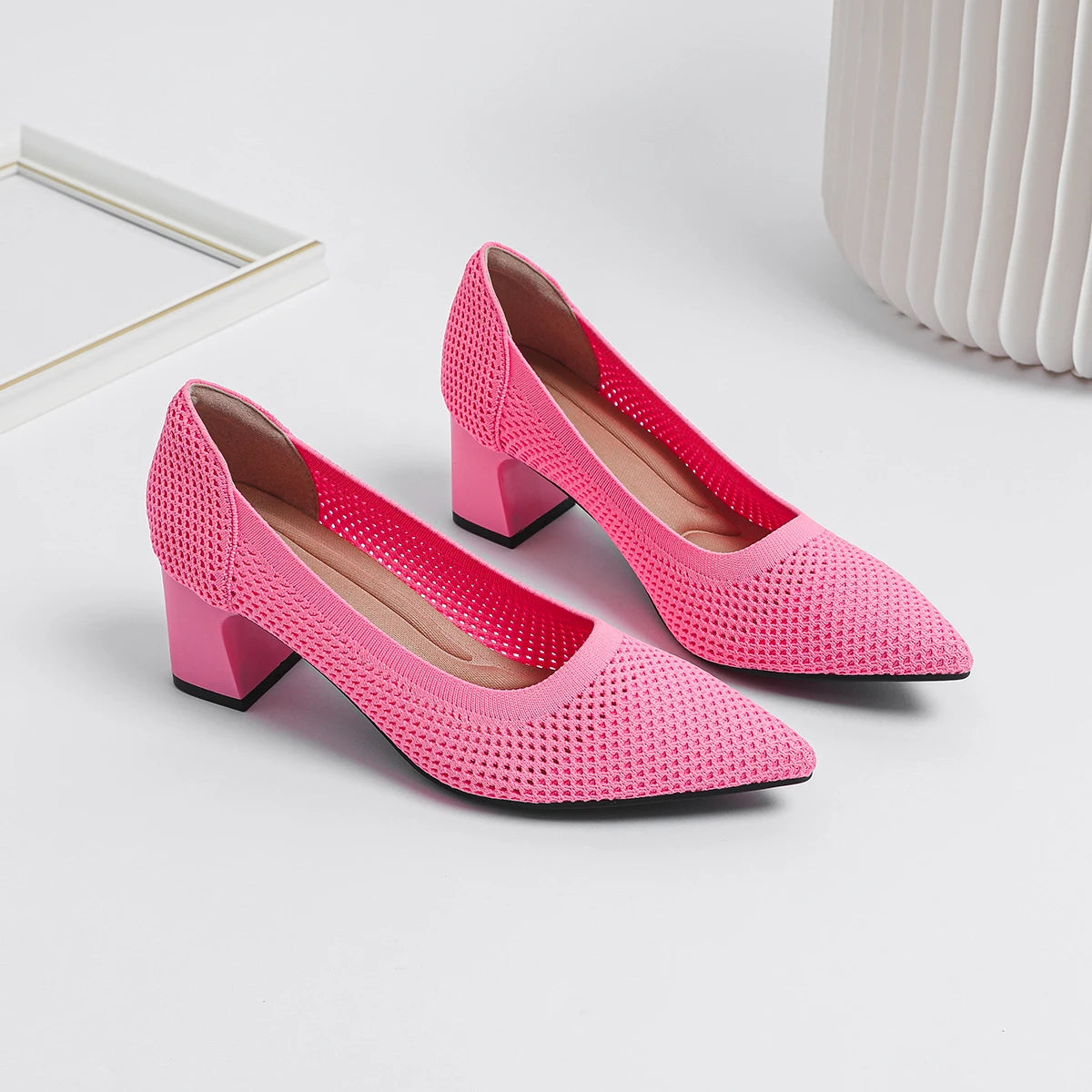 High Heel Women's 2025 Spring and Autumn New Soft Knitted Breathable and Comfortable Shoes