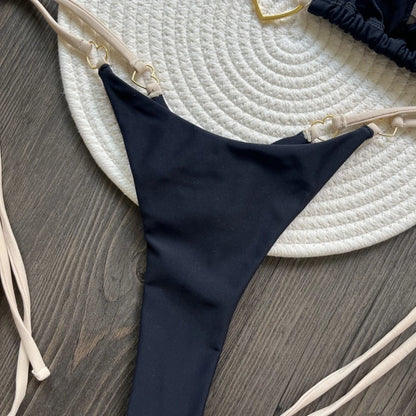 2025 Solid Color White Bikini Women Suit Low Waist Lace-up Swimsuit Two-piece Set swimwear women bathing suit купальник