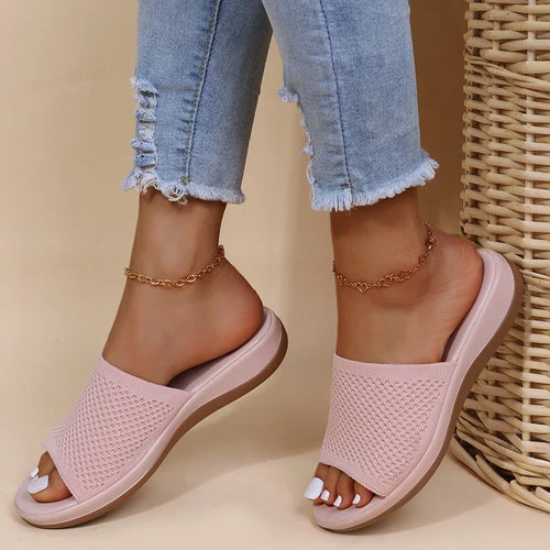 Women Sandals Soft Flat Sandals Summer Sandals Women Stretch Fabric Summer Elegant Slippers Shoes