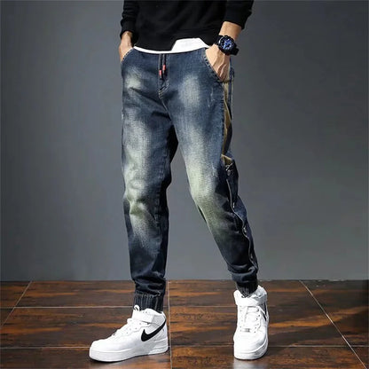 Mens Jeans Harem Pants Fashion Pockets Desinger Loose Baggy Moto Jeans Men Stretch Retro Streetwear Relaxed men clothing pants