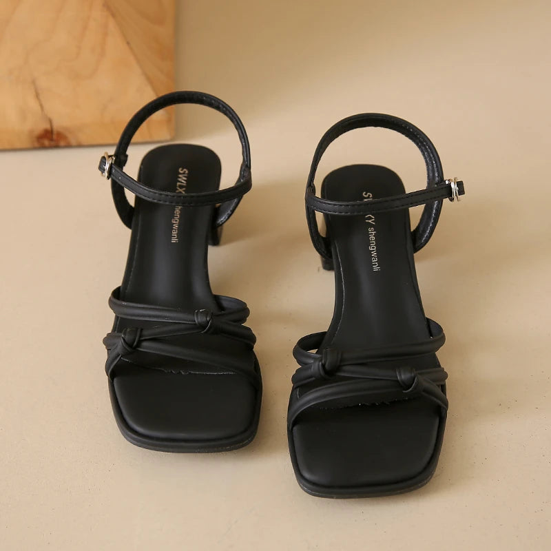 Women's Sandals Summer New Style Buckle Fashion Open Toe Sandals High Heels Comfortable Casual Beach Party Women's Shoes