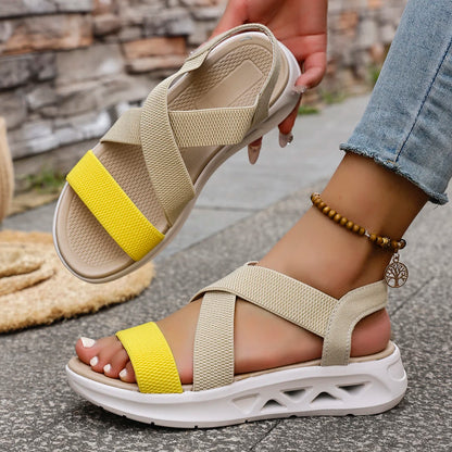 Summer New 2025 Wedge Women's Sandals Platform Outdoor Beach Shoes for Women Elastic Band Design Women Sandals Size 36-43