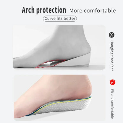 Soft Height Increase Insoles Sneakers Heel Lift Memory Foam Light Weight Shoe Pads for Men Women Arch Support Orthopedic Insoles