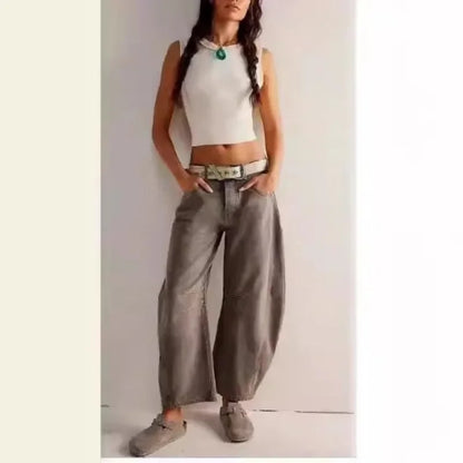 2025 NEW Loose Mid-Low Waist Washed Women's Jeans High Waist Wide Leg Pants Comfortable Casual Denim Jeans