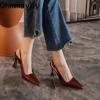 Luxury Designer Summer Women Sandals Fashion Pointed Toe Singbacks Shoes Ladies Elegant High Heel Stripper Sandalias