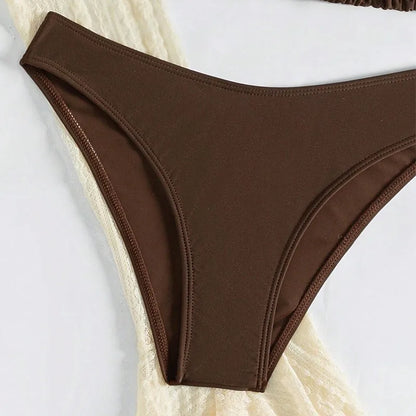Sexy Four-piece Women Swimsuit Long-sleeve Cover-up Swimwear Summer Solid Bikini Set Brazilian Beachwear Party bathing suit