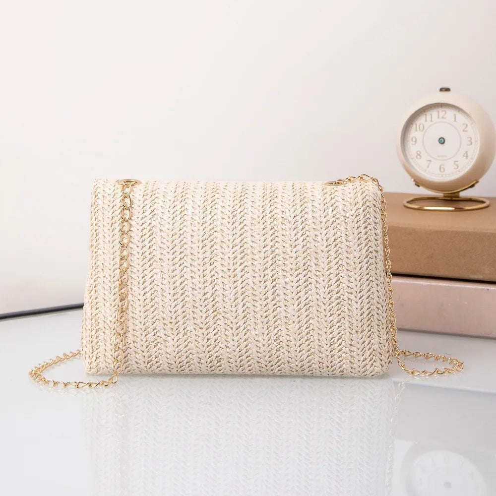 Fashion Straw Shoulder Bag Handmade High Capacity Clutch Handbag Woven Beach Bag Women