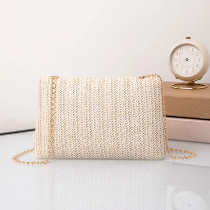 Fashion Straw Shoulder Bag Handmade High Capacity Clutch Handbag Woven Beach Bag Women