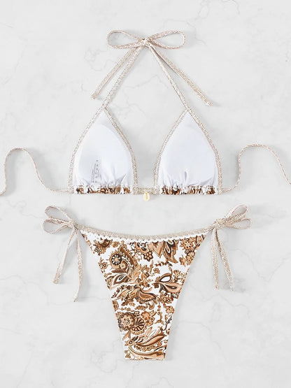 Halter String Triangle Two Piece Bikini Women Swimwear Female Swimsuit Bathers Bathing Swimming Suit Beachwear Summer