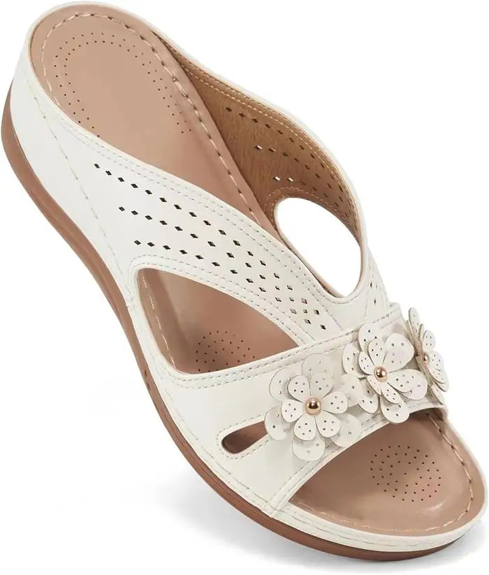 High Quality Women's Simple Shoes Summer Retro Roman Sandals Women Casual Flower Wedge Sandals Slippers Women Platform Slippers