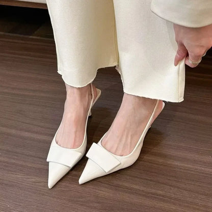 Fashion Square Buckle Pointed Toe Sandals Pumps for Women Temperament New Summer Desiger Slingback High Heels Shoes Office Dress