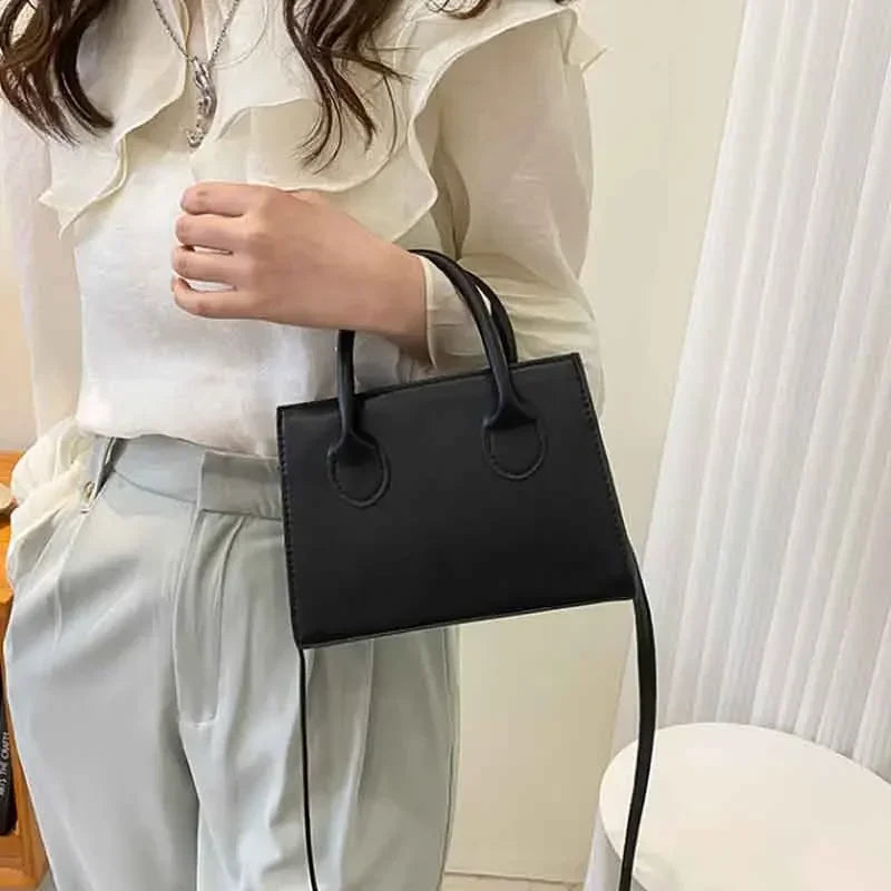 Minimalist Black Small Square Bag All-Match Top Handle Purse Classic Shoulder Bag for Work Women Handbags Crossbody Bags Purse
