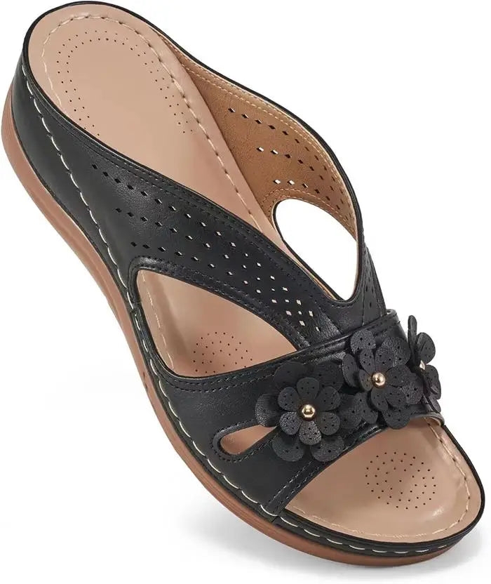 High Quality Women's Simple Shoes Summer Retro Roman Sandals Women Casual Flower Wedge Sandals Slippers Women Platform Slippers
