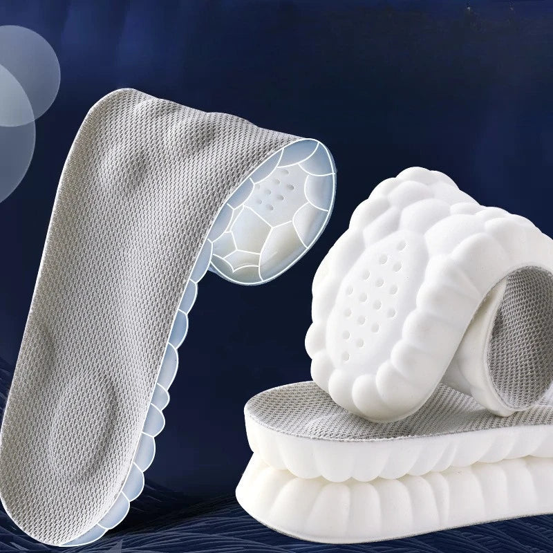 4D Latex Sport Insoles Soft High Elasticity Shoe Pads Breathable Running Basket Shoe Sole Arch Support Orthopedic Inserts Unisex