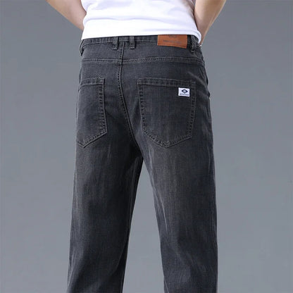 Lyocell Business Jeans Men's Spring Thin Casual Straight Fashion Loose Brand Pants Comfortable Male Denim Trousers