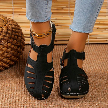 New Summer Women Wedge Sandals Premium Orthopedic Open Toe Sandals Vintage Anti-slip Leather Casual Female Platform Retro Shoes