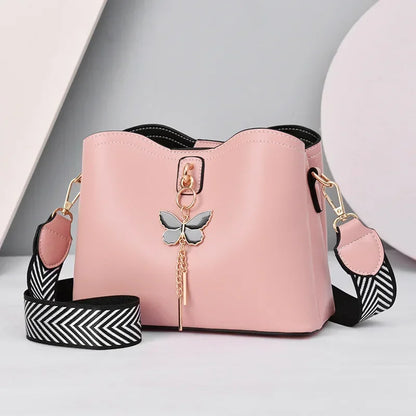 2024 Women White Handbag New Designer Butterfly Tassel PU Leather Messenger Bags Ladies Crossbody Female Tote Shoulder Bag