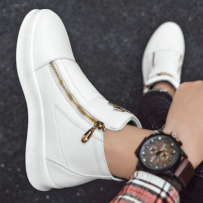 Fashion Brand Mens High-top Sneakers Hot Sale White Platform Casual Shoes Men Zipper Designer Sneakers Street Skateboard Shoes