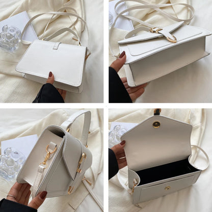 Fashionable Minimalist Crossbody Bag with Top Handle and Flap for Women Solid Color Square Purse with Simple Design Womens Bag