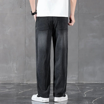 2025 New Summer Business Classic Thin Lyocell Men's Jeans Straight Denim Trousers Stretch Comfortable Loose Male Jean Pants